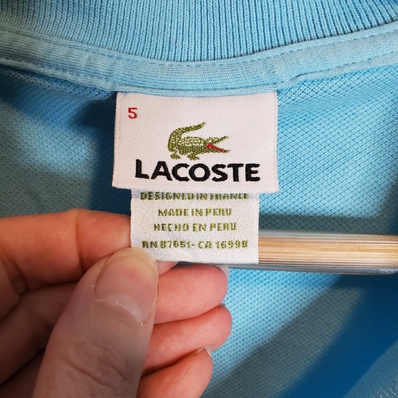 Lacoste 5 L Polo Shirt Men's Size Croc Alligator Logo Light Blue Short Sleeve - Picture 3 of 11